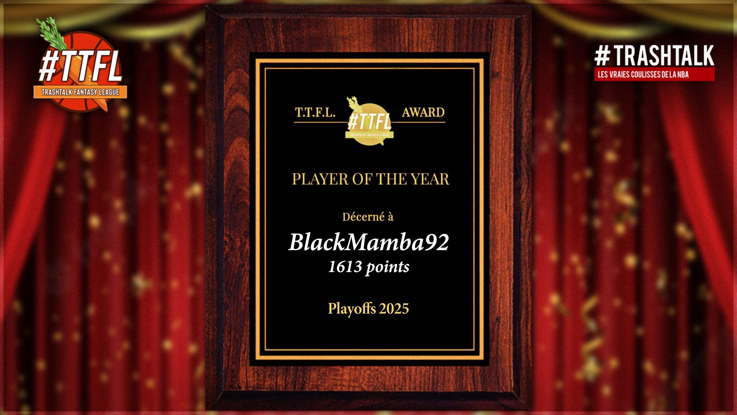 TrashTalk Fantasy League - meilleur joueur des Playoffs TTFL 2025