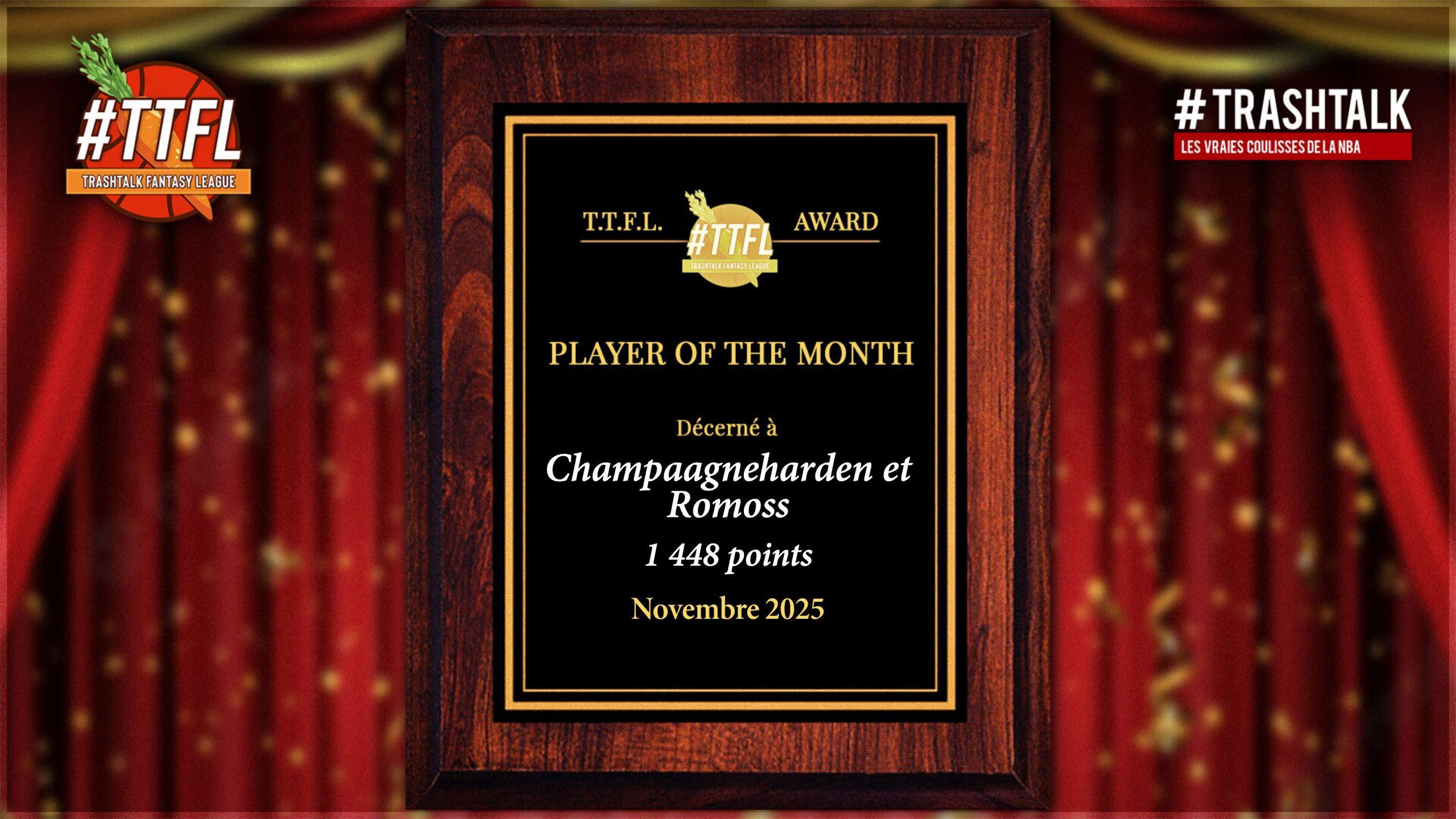 TrashTalk Fantasy League TTFL Player of the month novembre 2025