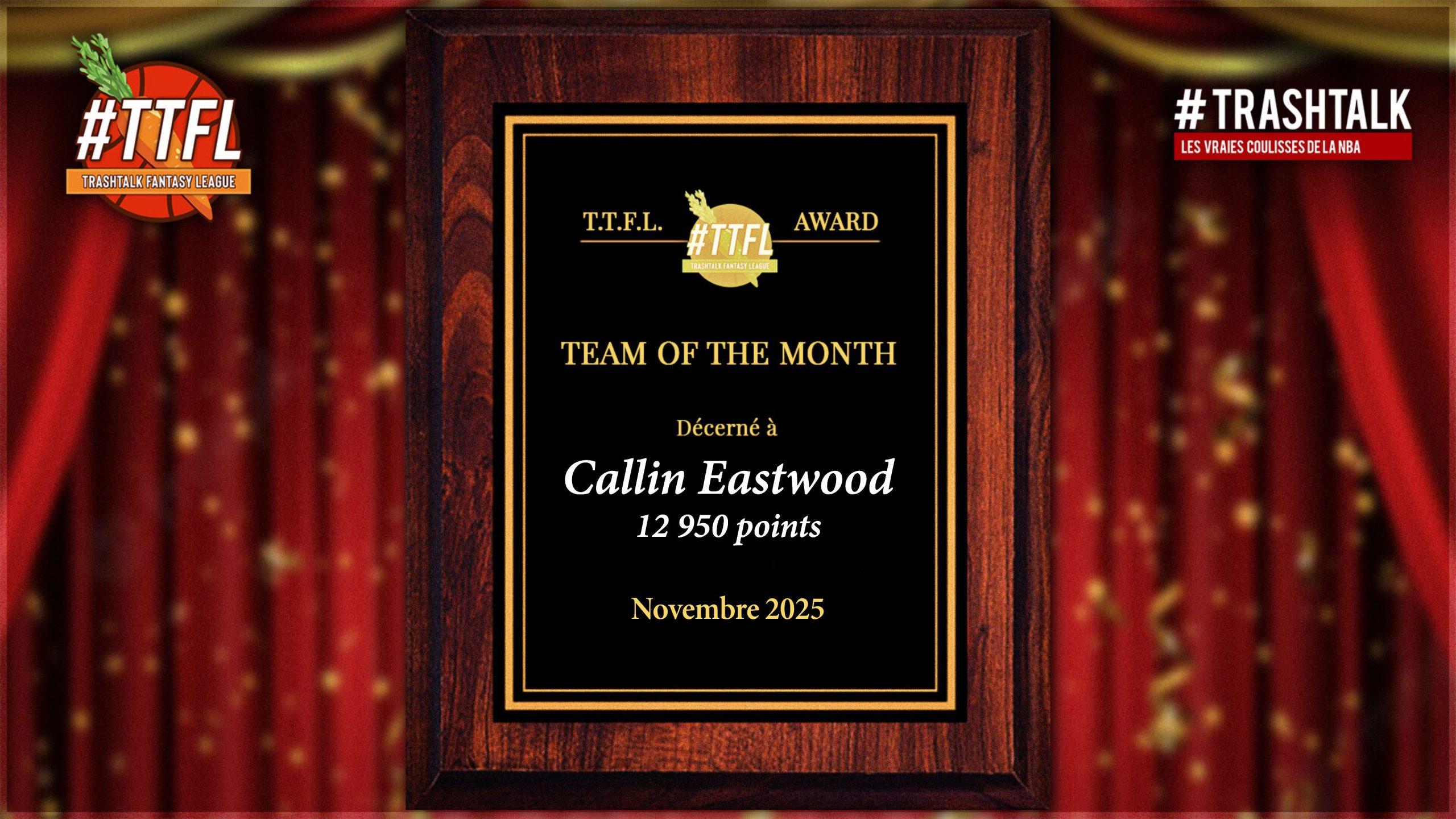 TrashTalk Fantasy League TTFL Team of the month novembre 2025