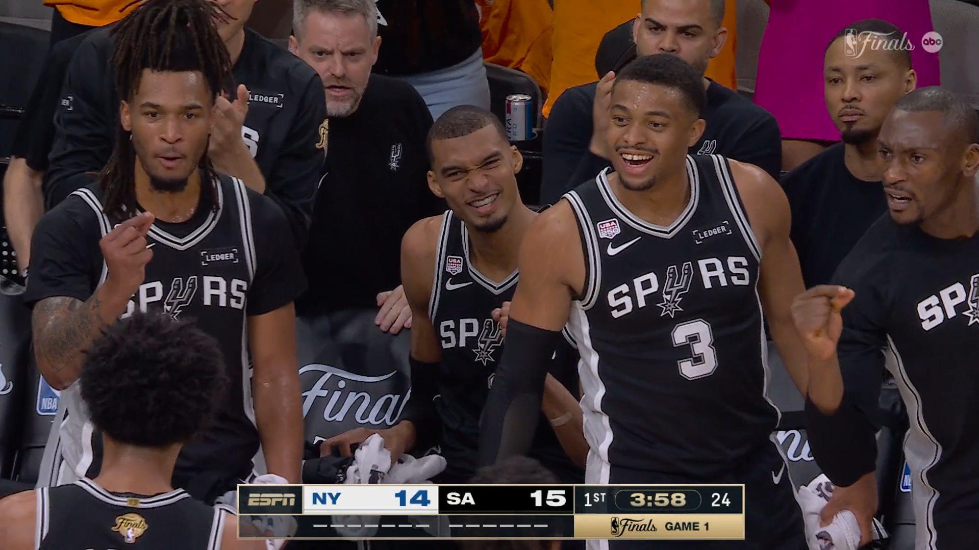 San Antonio Spurs Finales NBA Victor Wembanyama Stephon Castle Keldon Johnson Bismack Biyombo 4 juin 2026